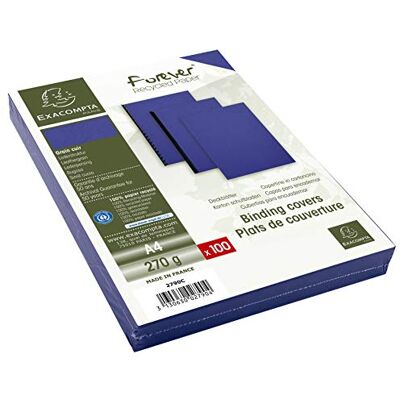 Exacompta 2790C 100er Pack Einbanddeckel DIN A4 für Bindesysteme Forever aus Recycling-Karton dunkelblau. Geeignet zur Verwendung mit Serodo-Bindern, Kunststoffringen, Metallringen und mehr Exacompta 2790C 100er Pack Einbanddeckel DIN A4 für Bindesysteme Forever aus Recycling-Karton dunkelblau. Geeignet zur Verwendung mit Serodo-Bindern, Kunststoffringen, Metallringen und mehr