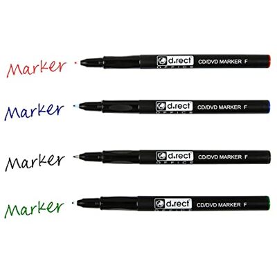 D.RECT CD/DVD Marker Stift Satz von 4 Farben 0,7 mm Permanentstift Ideal für Glas, Kunststoff und Folie Sehr Universell D.RECT CD/DVD Marker Stift Satz von 4 Farben 0,7 mm Permanentstift Ideal für Glas, Kunststoff und Folie Sehr Universell