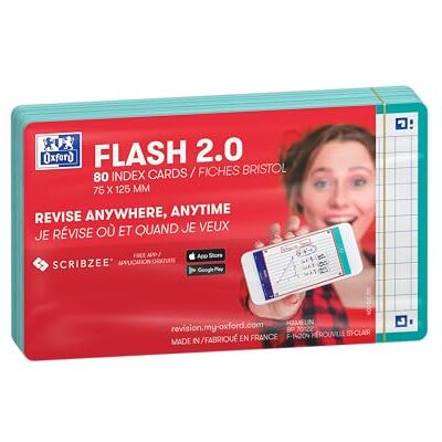 Oxford FLASH 2.0 Karteikarten A7, Lernkarten, 75x125mm, kariert, mint, 80 Blatt Oxford FLASH 2.0 Karteikarten A7, Lernkarten, 75x125mm, kariert, mint, 80 Blatt