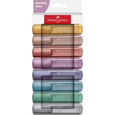 Faber-Castell Metallic Textmarker Set, 8 Marker Highlighter in Metallicfarben mit Keilspitze für 1-5 mm Markierungen Faber-Castell Metallic Textmarker Set, 8 Marker Highlighter in Metallicfarben mit Keilspitze für 1-5 mm Markierungen