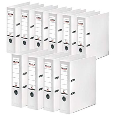 FALKEN Original 10er Pack Chromocolor Premium-Ordner. Made in Germany. Kunststoffbezug außen und innen 8 cm breit DIN A4 weiß Ringordner Aktenordner Briefordner Büroordner Plastikordner FALKEN Original 10er Pack Chromocolor Premium-Ordner. Made in Germany. Kunststoffbezug außen und innen 8 cm breit DIN A4 weiß Ringordner Aktenordner Briefordner Büroordner Plastikordner