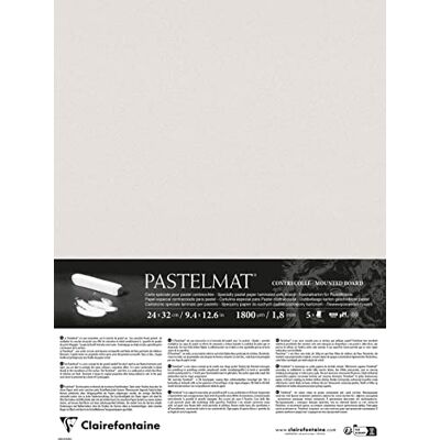 Clairefontaine 796020C Packung mit 5 Bogen Pastelmat kaschiert, DIN A4+, 24x32cm, praktisch und sicher, 360g, Hellgrau, 1 Pack Clairefontaine 796020C Packung mit 5 Bogen Pastelmat kaschiert, DIN A4+, 24x32cm, praktisch und sicher, 360g, Hellgrau, 1 Pack