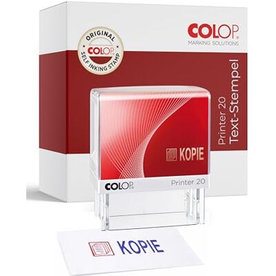 COLOP Printer 20 Textstempel KOPIE mit Piktogramm Rot-Blau 14 x 38 mm selbstfärbender Bürostempel integriertes 2-farbiges Farbkissen dokumentenechte & ISO-zertifizierte Tinte für Bürobedarf COLOP Printer 20 Textstempel KOPIE mit Piktogramm Rot-Blau 14 x 38 mm selbstfärbender Bürostempel integriertes 2-farbiges Farbkissen dokumentenechte & ISO-zertifizierte Tinte für Bürobedarf