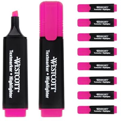 Westcott Textmarker 10 Stück pink 10er Pack Highlighter Marker in leuchtendem Rosa 2-5 mm Strichstärke Premium Tinte aus Deutschland E-743617 00 Westcott Textmarker 10 Stück pink 10er Pack Highlighter Marker in leuchtendem Rosa 2-5 mm Strichstärke Premium Tinte aus Deutschland E-743617 00