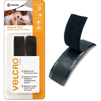VELCRO Brand VELCRO Marke Schlanker und dünner aufnähbarer Verschluss für Stoffe Robuster Haken- und Schleifen-Selbstklebeverschluss Schwarz 19mm x 60cm VELCRO Brand VELCRO Marke Schlanker und dünner aufnähbarer Verschluss für Stoffe Robuster Haken- und Schleifen-Selbstklebeverschluss Schwarz 19mm x 60cm