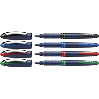 Schneider 183094 One Business Tintenroller (dokumentenecht, Strichstärke 0,6 mm, Made in Germany) 4er Pack (schwarz, blau, rot, grün) Schneider 183094 One Business Tintenroller (dokumentenecht, Strichstärke 0,6 mm, Made in Germany) 4er Pack (schwarz, blau, rot, grün)