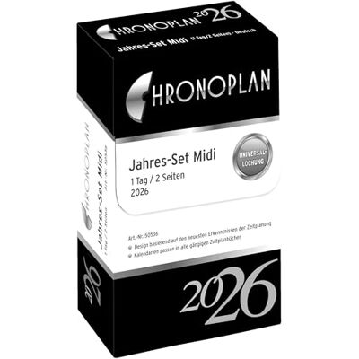 Chronoplan 50536 Kalendereinlage 2026 (Jahres-Set Midi (96x172mm), Ersatzkalendarium für Terminplaner, Tagesplaner, ideal für detaillierte Tagesplanung, 1 Tag auf 2 Seiten, mit Universallochung) weiß Chronoplan 50536 Kalendereinlage 2026 (Jahres-Set Midi (96x172mm), Ersatzkalendarium für Terminplaner, Tagesplaner, ideal für detaillierte Tagesplanung, 1 Tag auf 2 Seiten, mit Universallochung) weiß