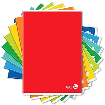 BM BeMore – Color Basic 0110600 – Notizbuch A4 – Lineatur A – Lineatur mit Rand für 1. und 2. Klasse – Papier 80 g/m² – farbig sortiert – 10 Stück – mehrfarbig BM BeMore – Color Basic 0110600 – Notizbuch A4 – Lineatur A – Lineatur mit Rand für 1. und 2. Klasse – Papier 80 g/m² – farbig sortiert – 10 Stück – mehrfarbig