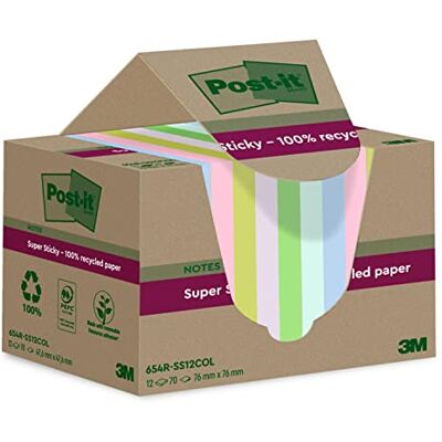 Post-it Super Sticky Recycling-Notes, 12 Blöcke (840 Blatt), 76 mm x 76 mm Selbstklebende Haftnotizen mit Stärkerer Haftung, Klebezettel für Bürobedarf, Erinnerungen & To-Do-Listen; Repositionierbar Post-it Super Sticky Recycling-Notes, 12 Blöcke (840 Blatt), 76 mm x 76 mm Selbstklebende Haftnotizen mit Stärkerer Haftung, Klebezettel für Bürobedarf, Erinnerungen & To-Do-Listen; Repositionierbar