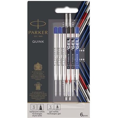 Parker Jotter London Nachfüllminen im Discovery Pack: 3 QUINKFlow-Nachfüllminen für Kugelschreiber und 3 QUINK-Nachfüllminen mit Geltinte Parker Jotter London Nachfüllminen im Discovery Pack: 3 QUINKFlow-Nachfüllminen für Kugelschreiber und 3 QUINK-Nachfüllminen mit Geltinte