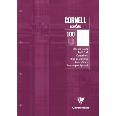 Clairefontaine 58196C Schreibblock Notizblock CORNELL, DIN A4, 21x29,7 cm, 100 Blatt kariert 90g, 4-fach gelocht, 1 Stück Clairefontaine 58196C Schreibblock Notizblock CORNELL, DIN A4, 21x29,7 cm, 100 Blatt kariert 90g, 4-fach gelocht, 1 Stück