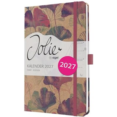 Sigel 7J809 Wochenkalender 2027 A5 pink, violett, Hardcover aus Kraftpapier, Gummiband, Stiftschlaufe, 174 Seiten, vegan, Buchkalender, Terminplaner Taschenkalender Jolie Sigel 7J809 Wochenkalender 2027 A5 pink, violett, Hardcover aus Kraftpapier, Gummiband, Stiftschlaufe, 174 Seiten, vegan, Buchkalender, Terminplaner Taschenkalender Jolie