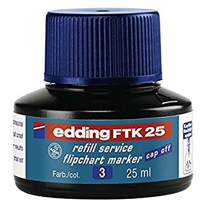 edding FTK 25 Nachfülltinte blau 25 ml mit Kapillarsystem ideal für sauberes und unkompliziertes Nachfüllen fast aller Flipchartmarker edding FTK 25 Nachfülltinte blau 25 ml mit Kapillarsystem ideal für sauberes und unkompliziertes Nachfüllen fast aller Flipchartmarker