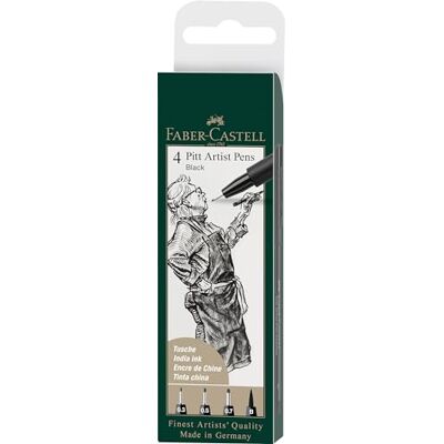 Faber-Castell 167115 Tuschestifte Pitt Artist Pen, 4er Packung, Inhalt: M, F, S, XS, schwarz Faber-Castell 167115 Tuschestifte Pitt Artist Pen, 4er Packung, Inhalt: M, F, S, XS, schwarz