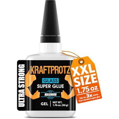 KRAFTPROTZ Sekundenkleber Gel für Glas & Spiegel extra stark – XXL 50 g Glaskleber transparent & wasserfest – hitzebeständig – tropffrei – mit Nadelverschluss – Acrylglaskleber für Reparatur & Fenster KRAFTPROTZ Sekundenkleber Gel für Glas & Spiegel extra stark – XXL 50 g Glaskleber transparent & wasserfest – hitzebeständig – tropffrei – mit Nadelverschluss – Acrylglaskleber für Reparatur & Fenster
