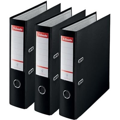 Esselte Ordner breit, DIN A4, 3er Pack, 7,5 cm Rückenbreite, Kunststoff-Ordner, Schwarz, 624294 Esselte Ordner breit, DIN A4, 3er Pack, 7,5 cm Rückenbreite, Kunststoff-Ordner, Schwarz, 624294