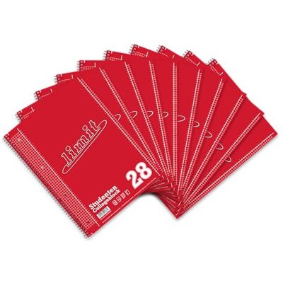 Limit Collegeblock A4 kariert, mit Doppelrand, 160 Seiten, rot, 10 Stück ideal für Studenten, Schüler und Büro Limit Collegeblock A4 kariert, mit Doppelrand, 160 Seiten, rot, 10 Stück ideal für Studenten, Schüler und Büro