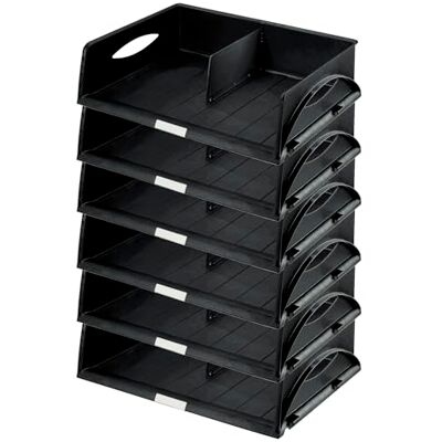 Leitz Ablagekorb Querformat A3, 6er Pack, Ideales Sortier- und Ablagesystem für Poststellen und Kopierräume, Schwarz, Sorty, 52320095 Leitz Ablagekorb Querformat A3, 6er Pack, Ideales Sortier- und Ablagesystem für Poststellen und Kopierräume, Schwarz, Sorty, 52320095