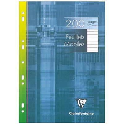 Clairefontaine 1756C Packung Ringbucheinlagen mit 100 A4 (21x29,7cm), 90g, liniert mit Rand, Weiß Clairefontaine 1756C Packung Ringbucheinlagen mit 100 A4 (21x29,7cm), 90g, liniert mit Rand, Weiß