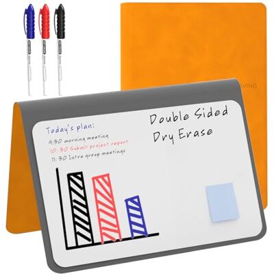 NEWYES Mini Whiteboard A5, Abwischbares Memoboard, Tragbares Whiteboards mit 3 Farbstiften, Geeignet für das Festhalten von Besprechungsnotizen, Einkaufslisten, Haushaltsplan und To-Do-Listen, Orange NEWYES Mini Whiteboard A5, Abwischbares Memoboard, Tragbares Whiteboards mit 3 Farbstiften, Geeignet für das Festhalten von Besprechungsnotizen, Einkaufslisten, Haushaltsplan und To-Do-Listen, Orange