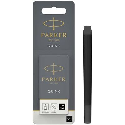 Parker Tintenpatronen für Füller lange Patronen schwarze QUINK Tinte 5 Stück (Blister-Packung) Parker Tintenpatronen für Füller lange Patronen schwarze QUINK Tinte 5 Stück (Blister-Packung)