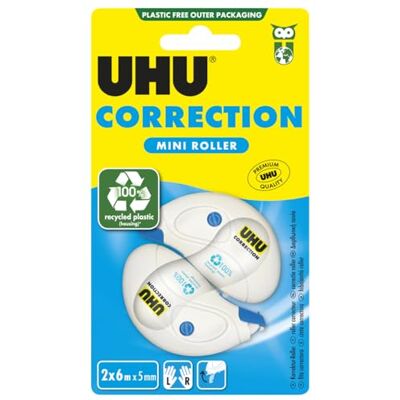 UHU Correction Roller Mini, Handliche Korrekturroller zum schnellen, sauberen und zeilengenauen Korrigieren von Texten, weiß deckend, 6 m x 5 mm UHU Correction Roller Mini, Handliche Korrekturroller zum schnellen, sauberen und zeilengenauen Korrigieren von Texten, weiß deckend, 6 m x 5 mm
