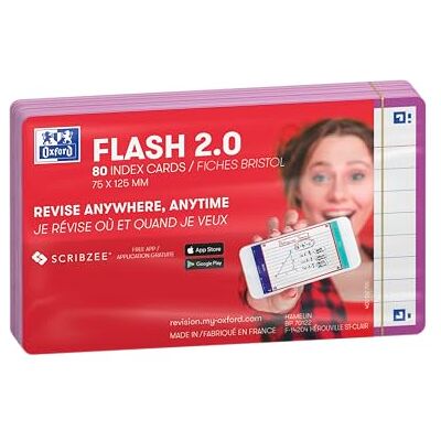 Oxford FLASH 2.0 Karteikarten A7, Lernkarten, 75x125mm, linier, lila, 80 Blatt Oxford FLASH 2.0 Karteikarten A7, Lernkarten, 75x125mm, linier, lila, 80 Blatt