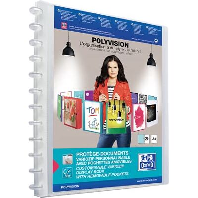 Oxford Ring-Mappe A4, Polyvision, Präsentations-Buch mit 20 Hüllen, Vario-Zipp, Austausch- und erweiterbar, transparent, 1 Stück Oxford Ring-Mappe A4, Polyvision, Präsentations-Buch mit 20 Hüllen, Vario-Zipp, Austausch- und erweiterbar, transparent, 1 Stück