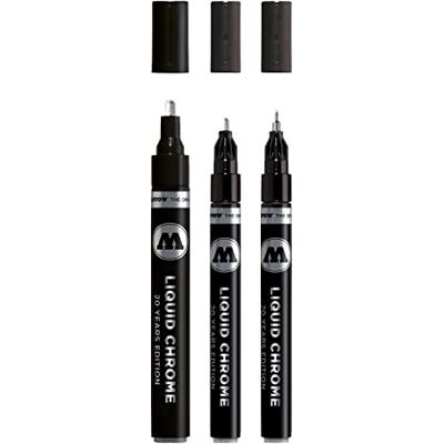 Molotow Liquid Chrome Marker 3er Set (Strichbreiten 1,0 , 2,0 und 4,0 mm, Metallic Stift mit Spezialtinte mit echtem Spiegeleffekt für Modellbau, Graffiti & Hobby) chrom Molotow Liquid Chrome Marker 3er Set (Strichbreiten 1,0 , 2,0 und 4,0 mm, Metallic Stift mit Spezialtinte mit echtem Spiegeleffekt für Modellbau, Graffiti & Hobby) chrom