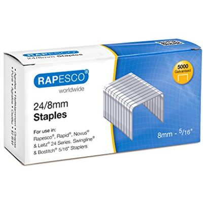 Rapesco S24807Z3 Typ 24/8 mm (No.16) Verzinkte Heftklammern, 5000 Stück Rapesco S24807Z3 Typ 24/8 mm (No.16) Verzinkte Heftklammern, 5000 Stück
