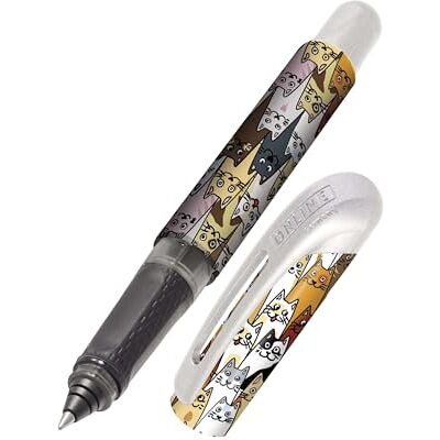 Online College Katzen Tintenroller mit Patrone, ergonomischer Rollerball für Rechtshänder und Linkshänder mit Tier-Design, inkl. Kombipatrone blau, made in Germany Online College Katzen Tintenroller mit Patrone, ergonomischer Rollerball für Rechtshänder und Linkshänder mit Tier-Design, inkl. Kombipatrone blau, made in Germany