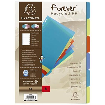 Exacompta 2706E Premium-Register Forever für DIN A4 aus recyceltem Kunststoff 6-teilig volle Höhe 21 x 29,7 cm vollfarbig 6 Farben mit Indexseite zum selbstgestalten Blauer Engel Trennblätter Exacompta 2706E Premium-Register Forever für DIN A4 aus recyceltem Kunststoff 6-teilig volle Höhe 21 x 29,7 cm vollfarbig 6 Farben mit Indexseite zum selbstgestalten Blauer Engel Trennblätter