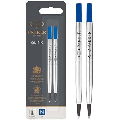 Parker Ersatzminen für Tintenroller mittlere Spitze blaue QUINK Tinte 2 Stück Parker Ersatzminen für Tintenroller mittlere Spitze blaue QUINK Tinte 2 Stück