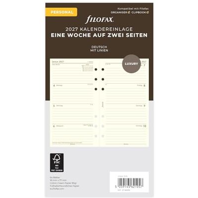 Filofax Kalendereinlage Personal 1 Woche auf 2 Seiten cotton cream deutsch 2027 Filofax Kalendereinlage Personal 1 Woche auf 2 Seiten cotton cream deutsch 2027