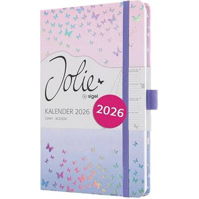 Sigel J6347 Wochenkalender 2026 ca. A5, violett, rosa, Hardcover, Gummiband, Stiftschlaufe, Einstecktasche, 174 Seiten, vegan, Buchkalender, Terminplaner Taschenkalender Jolie Sigel J6347 Wochenkalender 2026 ca. A5, violett, rosa, Hardcover, Gummiband, Stiftschlaufe, Einstecktasche, 174 Seiten, vegan, Buchkalender, Terminplaner Taschenkalender Jolie