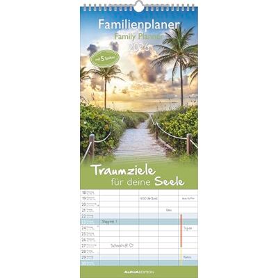 Alpha Traumziele für deine Seele Familienkalender 2026 – Wandkalender 19,5×45 cm mit 5 Spalten & Feiertagen, traumhafte Reisemotive, praktischer Terminplaner für Familien Alpha Traumziele für deine Seele Familienkalender 2026 – Wandkalender 19,5×45 cm mit 5 Spalten & Feiertagen, traumhafte Reisemotive, praktischer Terminplaner für Familien