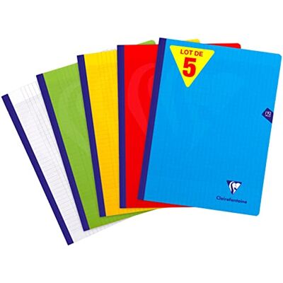 Clairefontaine 309341C Packung mit 10 Heften Mimesys DIN A4+ 24x32 cm, 96 Blatt, französische Lineatur, 90g, farbig sortiert, 1 Pack Clairefontaine 309341C Packung mit 10 Heften Mimesys DIN A4+ 24x32 cm, 96 Blatt, französische Lineatur, 90g, farbig sortiert, 1 Pack