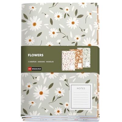Miquelrius A5-Notizbücher (142 x 210 mm), 3 Notizbücher, innen weiß gepunktet, 32 Blatt à 80 g/m², strukturierter Kartoneinband, Kollektion Spring Flowers Miquelrius A5-Notizbücher (142 x 210 mm), 3 Notizbücher, innen weiß gepunktet, 32 Blatt à 80 g/m², strukturierter Kartoneinband, Kollektion Spring Flowers