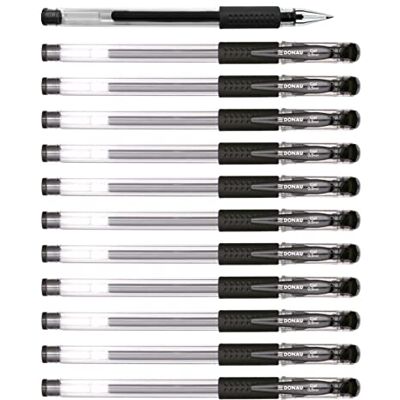 DONAU Gelkugelschreiber Gelstifte Kugelschreiber Gelschreiber/Geltinte Farbe: Schwarz Classic/ 12 Stück (12er Pack)/ Kugeldurchmesser: 0,5 mm/Wasserfeste und Nicht verblassende Tinte/ DONAU Gelkugelschreiber Gelstifte Kugelschreiber Gelschreiber/Geltinte Farbe: Schwarz Classic/ 12 Stück (12er Pack)/ Kugeldurchmesser: 0,5 mm/Wasserfeste und Nicht verblassende Tinte/