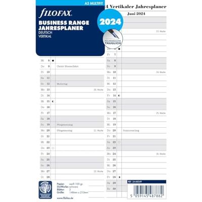 Filofax Kalendereinlage A5 Multi Jahresplanervertikal (Deutsch)2024 Filofax Kalendereinlage A5 Multi Jahresplanervertikal (Deutsch)2024