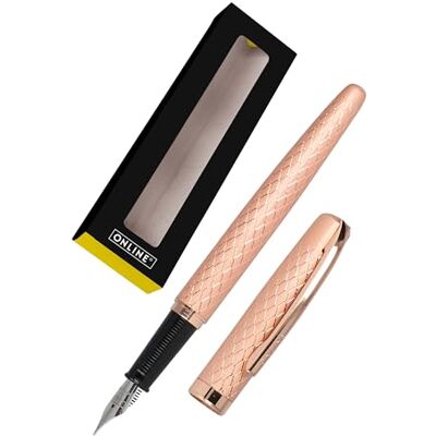 Online Füllhalter Eleganza Diamond Rosegold I hochwertiger Metall-Füller I Feder M I Metallclip I inkl. Tintenpatrone blauschreibend I für Standard-Patronen I in Geschenkverpackung Online Füllhalter Eleganza Diamond Rosegold I hochwertiger Metall-Füller I Feder M I Metallclip I inkl. Tintenpatrone blauschreibend I für Standard-Patronen I in Geschenkverpackung