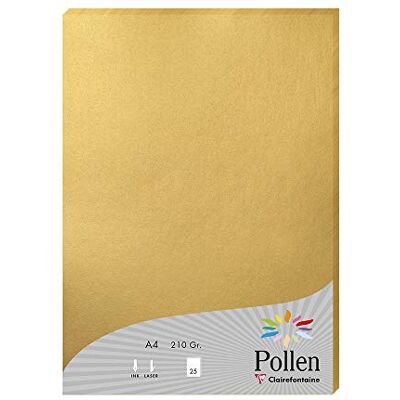 Clairefontaine 24390C Packung mit 25 Blatt Briefpapier Pollen DIN A4 21x29,7 cm, 210g, ideal für Ihre Einladungen und Korrespondenz, Premium glattes Papier, Gold, 1 Pack Clairefontaine 24390C Packung mit 25 Blatt Briefpapier Pollen DIN A4 21x29,7 cm, 210g, ideal für Ihre Einladungen und Korrespondenz, Premium glattes Papier, Gold, 1 Pack