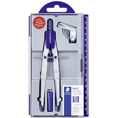 Staedtler Noris Club 550 01 Zirkel, Schulzirkel mit Schnellverstellung, Set mit Universaladapter und Ersatzminen, exakt und präzise, stabiles Etui mit Klappdeckel, silber/blau Staedtler Noris Club 550 01 Zirkel, Schulzirkel mit Schnellverstellung, Set mit Universaladapter und Ersatzminen, exakt und präzise, stabiles Etui mit Klappdeckel, silber/blau