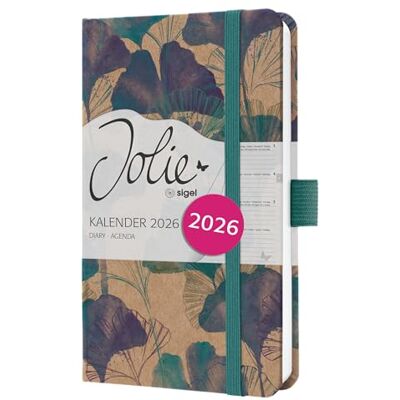Sigel J6808 Wochenkalender 2026 A6, blau, türkis, Hardcover aus Kraftpapier, Gummiband, Stiftschlaufe, 174 Seiten, vegan, Buchkalender, Terminplaner Taschenkalender Jolie Sigel J6808 Wochenkalender 2026 A6, blau, türkis, Hardcover aus Kraftpapier, Gummiband, Stiftschlaufe, 174 Seiten, vegan, Buchkalender, Terminplaner Taschenkalender Jolie