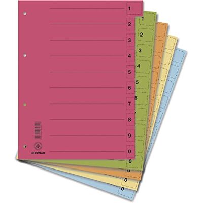 DONAU 8611001S-99 Trennblätter 50er Pack/Farbe: Farblich Sortiert/Zufallswahl 10 von jeder Farbe/Karton-Register Ordner überbreit Aus Recycling-Karton/DIN A4 / Blauer Engel/Made in EU DONAU 8611001S-99 Trennblätter 50er Pack/Farbe: Farblich Sortiert/Zufallswahl 10 von jeder Farbe/Karton-Register Ordner überbreit Aus Recycling-Karton/DIN A4 / Blauer Engel/Made in EU