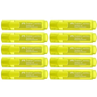 Faber-Castell Textmarker Gelb, 10 Stück Neon Marker mit hoher Leuchtkraft und Keilspitze für Schule, Studium und Büro Faber-Castell Textmarker Gelb, 10 Stück Neon Marker mit hoher Leuchtkraft und Keilspitze für Schule, Studium und Büro