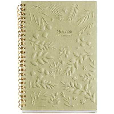 Miquelrius Notizbuch A5 (146 x 214 mm), innen liniert elfenbeinfarben, 80 Blatt 80 g/m², Kartoneinband mit gravierten Details, doppelte goldene Spirale, Kollektion Feeling Mallorca, grün Miquelrius Notizbuch A5 (146 x 214 mm), innen liniert elfenbeinfarben, 80 Blatt 80 g/m², Kartoneinband mit gravierten Details, doppelte goldene Spirale, Kollektion Feeling Mallorca, grün