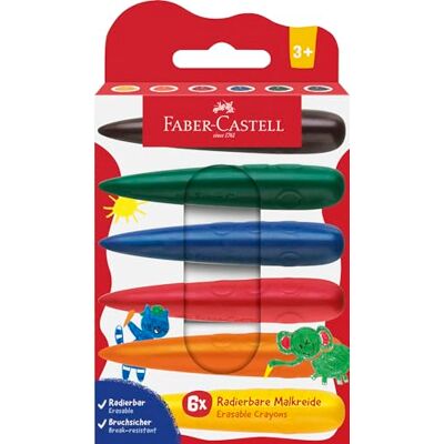 Faber-Castell 120409 Wachsmalstifte ab 3 Jahre, Malkreide Finger, 6 bunte Kreiden Faber-Castell 120409 Wachsmalstifte ab 3 Jahre, Malkreide Finger, 6 bunte Kreiden