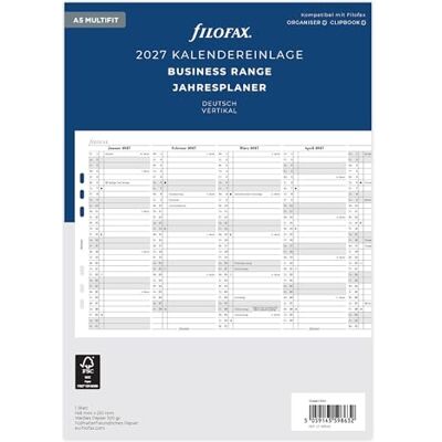 Filofax Kalender A5 Multi Jahresplaner vertikal (deutsch)2027 Filofax Kalender A5 Multi Jahresplaner vertikal (deutsch)2027