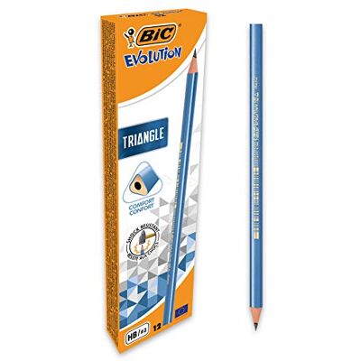 BIC EVOLUTION Triangle HB Bleistifte, 12 Stück, Dreikant, holzfrei BIC EVOLUTION Triangle HB Bleistifte, 12 Stück, Dreikant, holzfrei